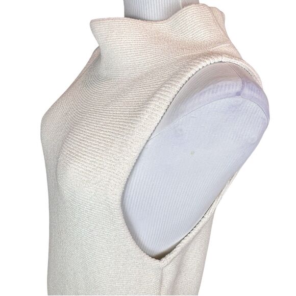 Free People XS Isla Ottoman Sweater Slouchy Sleeveless Ivory Tunic Turtleneck - Picture 11 of 13